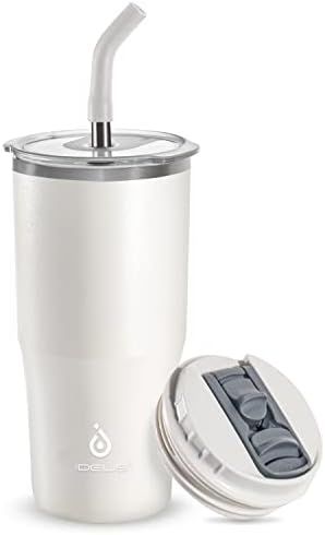 Amazon.com: IDEUS Insulated Tumbler with Leak Proof Straw Lid and Flip Lid, Double Wall Stainless St | Amazon (US)