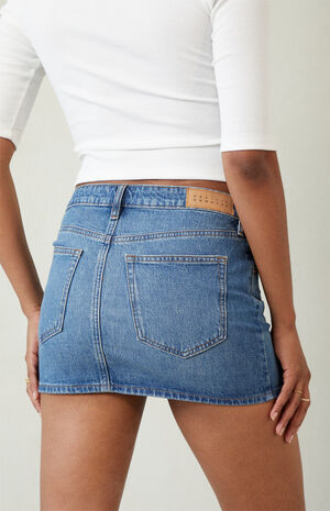 Pacsun Bella Stretch Dark Indigo Mid Rise Denim Mini Skirt | PacSun