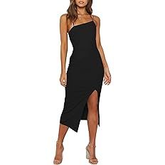 LYANER Women's Spaghetti Straps Split Slit Hem Sleeveless Zipper Bodycon Midi Dress Black Small a... | Amazon (US)