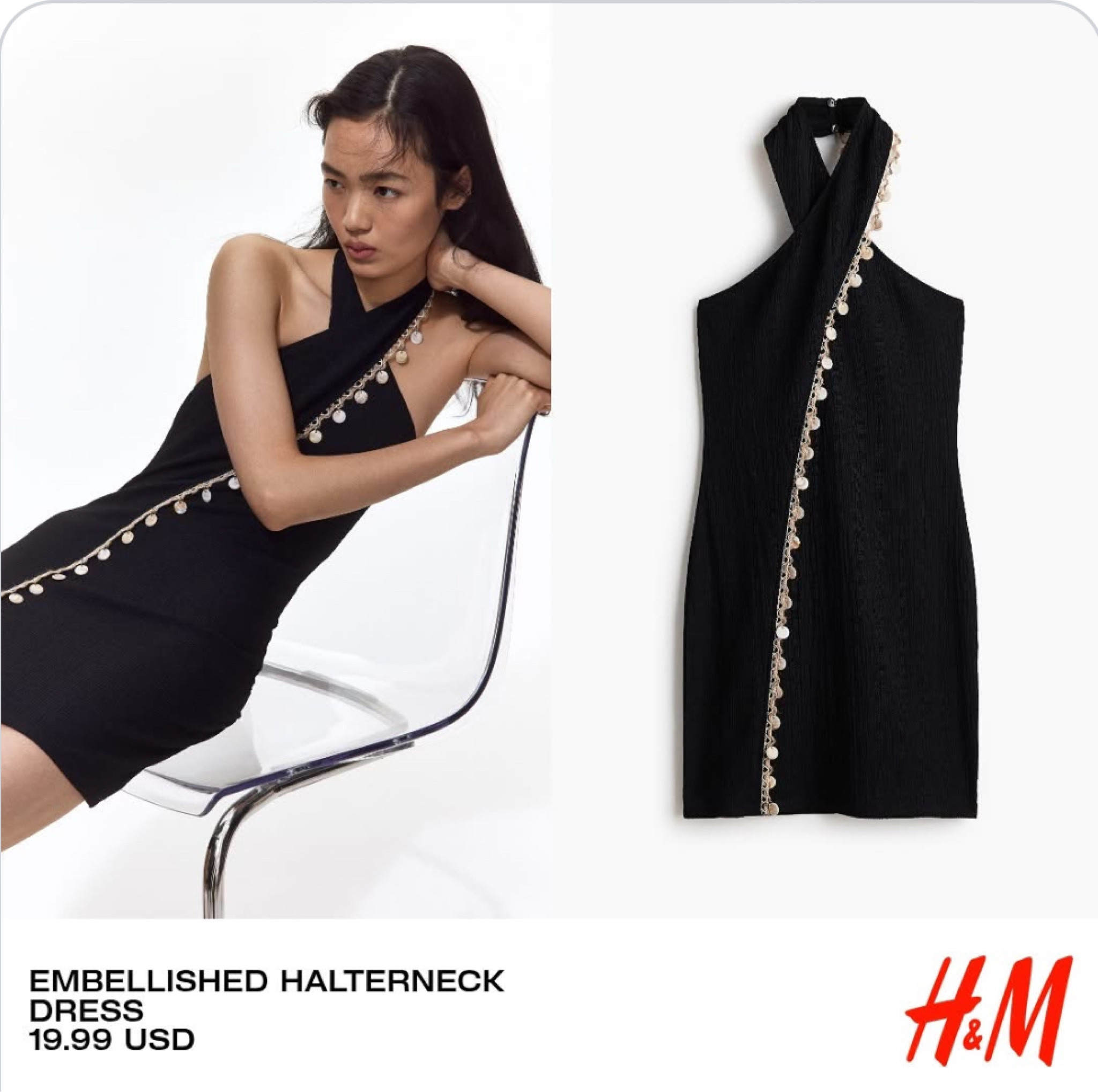 EMBELLISHED HALTERNECK DRESS.
Also come in brown