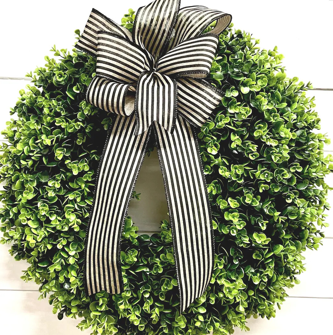 Boxwood Wreath With Bow, Summer Wreath for Front Door, Summer Decor, Year-round Wreath, Indoor Ou... | Etsy (US)