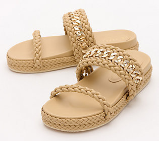 Cecelia New York Leather Woven Sandals - Penny | QVC