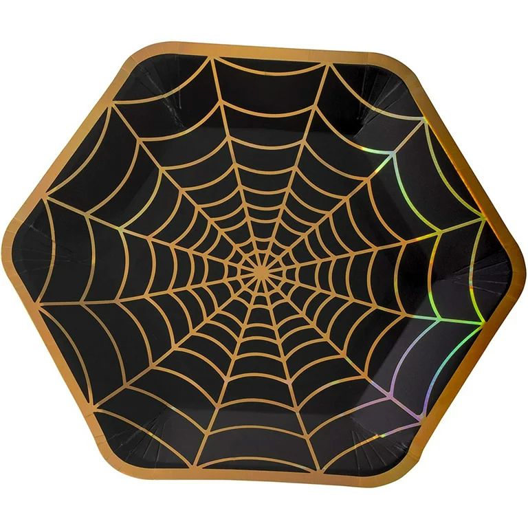 50-Pack Halloween Supplies, Spider Web Hexagon Disposable Paper Dinner Plates for Kids Party Deco... | Walmart (US)