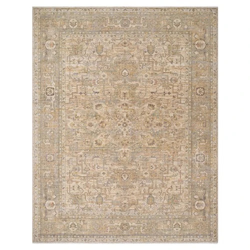Atlee Updated Traditional Beige Wool Oushak Patterned Rug - 7'10"x9'10" | Kathy Kuo Home