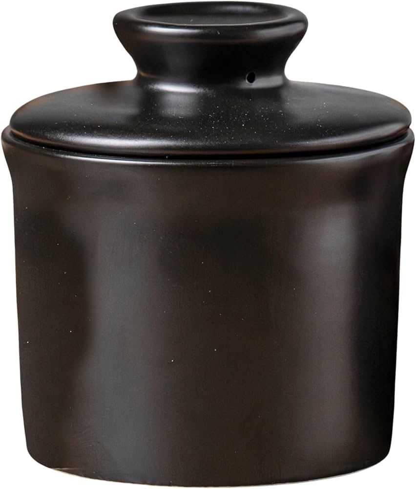 Modern Black Butter Dish with Lid, Ceramic French Butter Crock | Amazon (US)