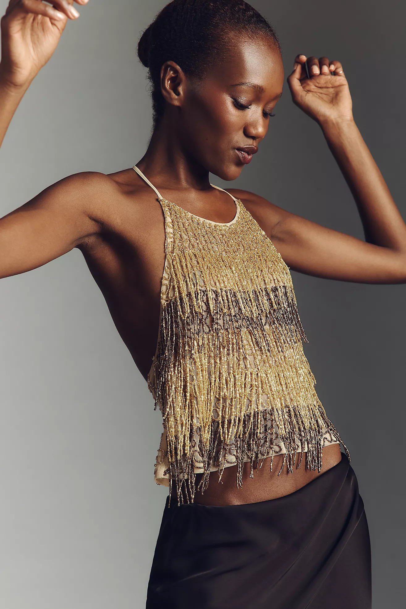 By Anthropologie Fringe Beaded Halter Cami | Anthropologie (US)