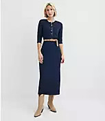 Scalloped Ribbed Henley Midi Dress | LOFT