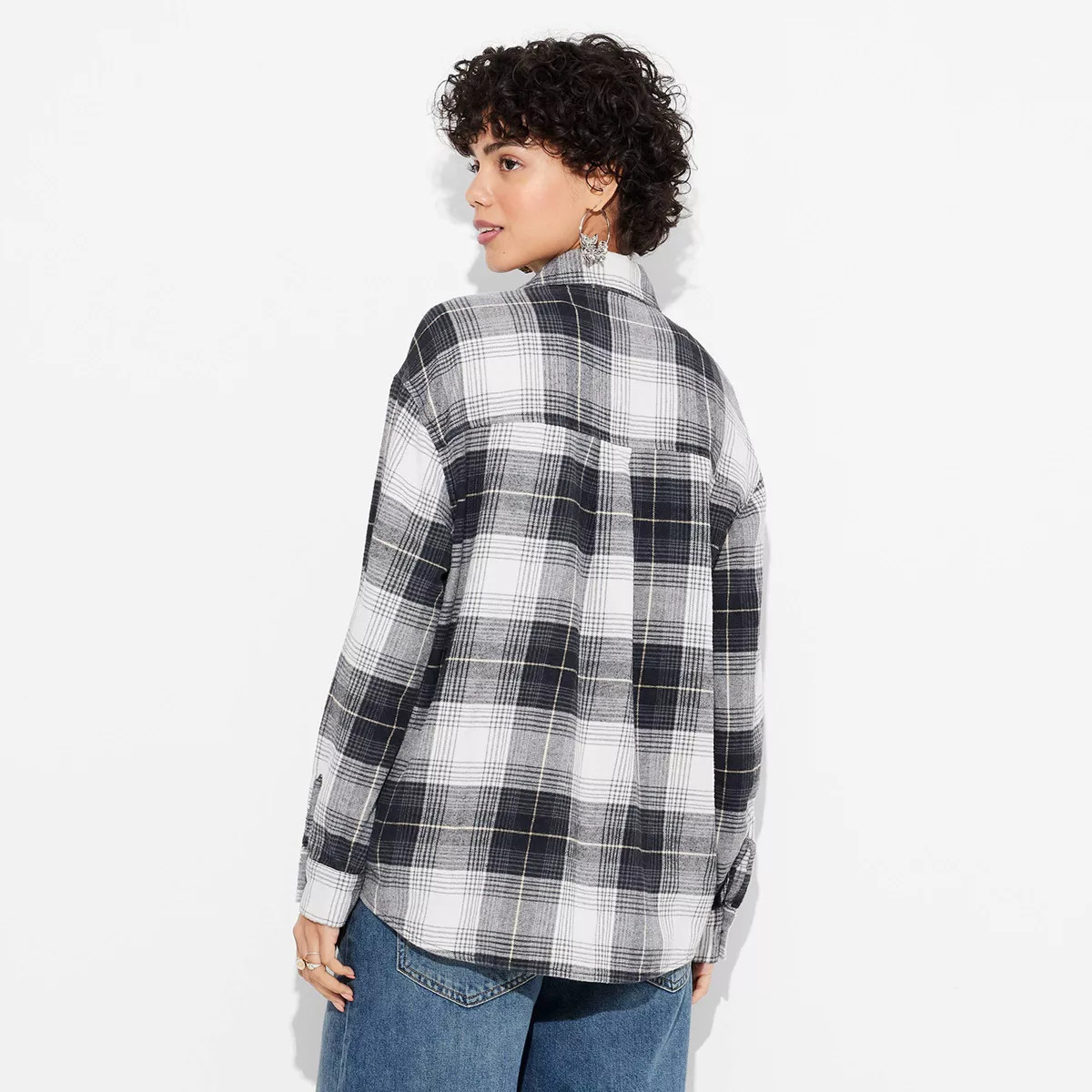 Women's Long Sleeve Oversized Flannel Button-Down Shirt - Wild Fable™ Plaid | Target