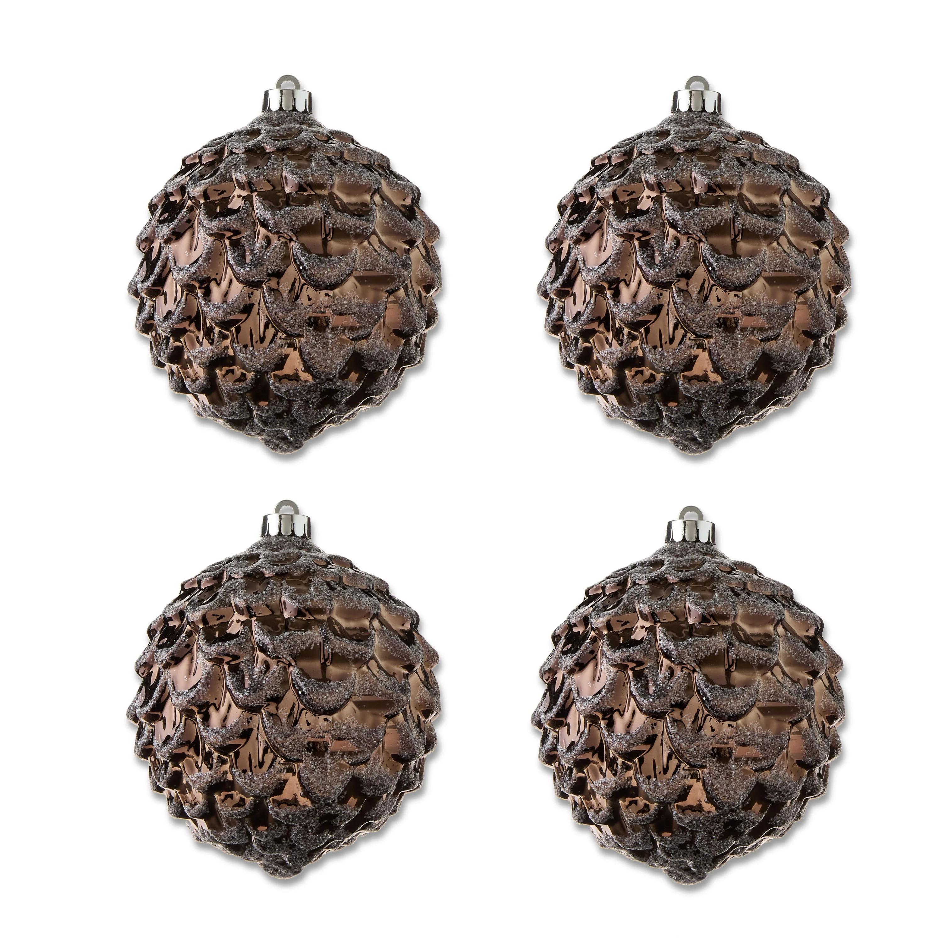 4-Count Brown Pinecone Textured Shatterproof Christmas Ornaments, 5.9 in, by Holiday Time | Walmart (US)