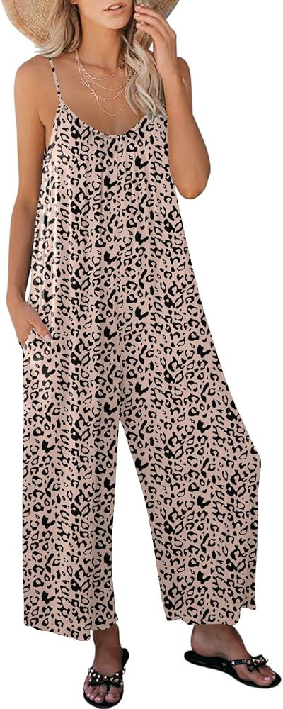 ANRABESS Women's Loose Casual Sleeveless Adjustable Spaghetti Strap Jumpsuits Stretchy Wide Leg R... | Amazon (CA)