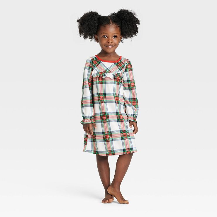 Toddler Holiday Tartan Plaid Matching Family Pajama NightGown - Wondershop™ Cream | Target