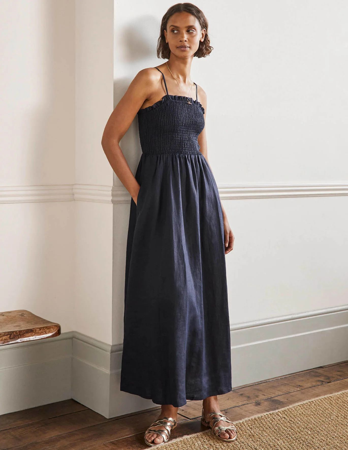 Strapless Linen Midi Dress | Boden (UK & IE)