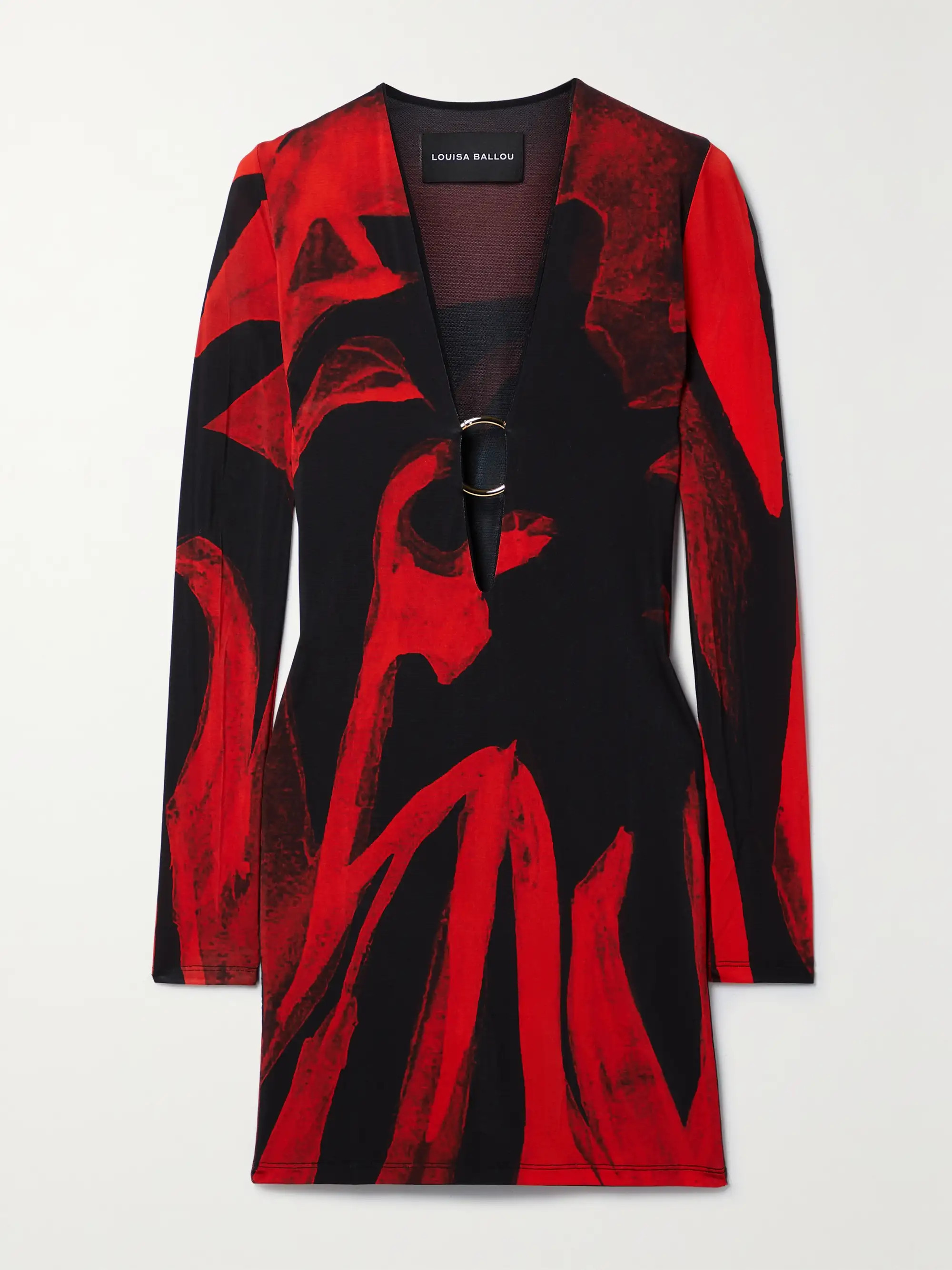 LOUISA BALLOU Helios embellished printed stretch-jersey mini dress | NET-A-PORTER | NET-A-PORTER (US)