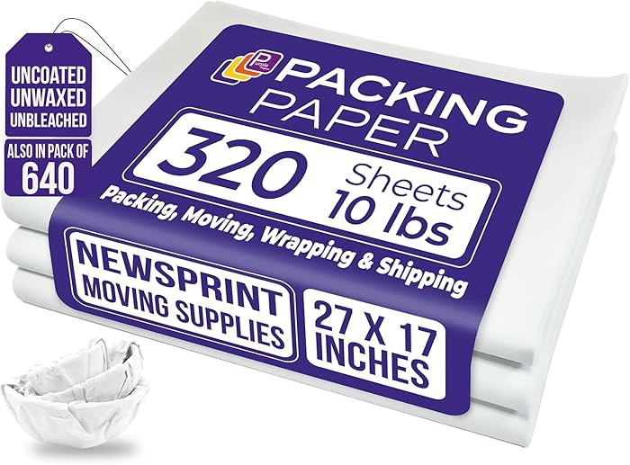 Purple Papers White Bulk Packing Paper | 320 sheets | 27" x 17" | 10 lb | Sheets for Moving - New... | Amazon (US)