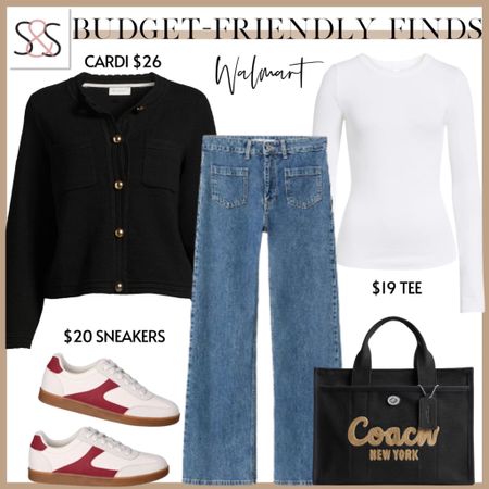 These red budget friendly sneakers from Walmart bring this polished work outfit with jeans and a cardigan together! Makes for a perfect winter or work outfit!

#LTKfindsunder50 #LTKshoecrush #LTKMostLoved