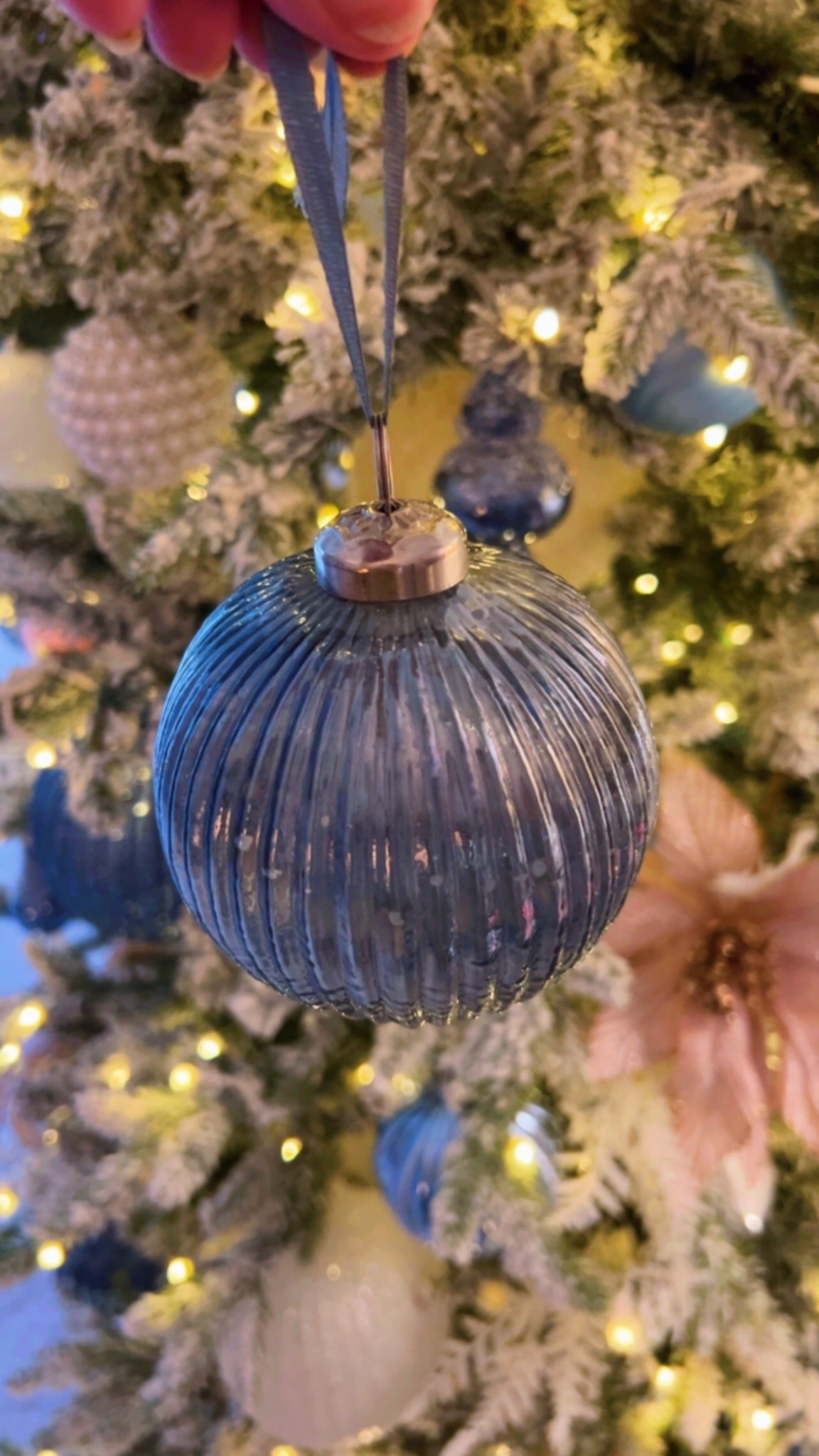 Elegant ribbed design reflective blue finish ornament 

#LTKSeasonal #LTKHome #LTKHoliday