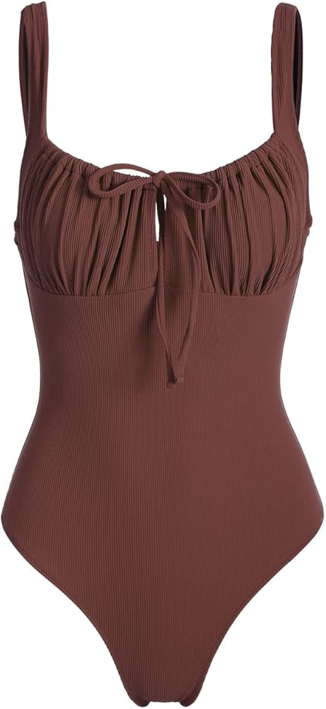 BERLOOK Women’s Tie Floral Sexy One-Piece Tankini Bathing Suits Slimming Swimsuit | Amazon (US)