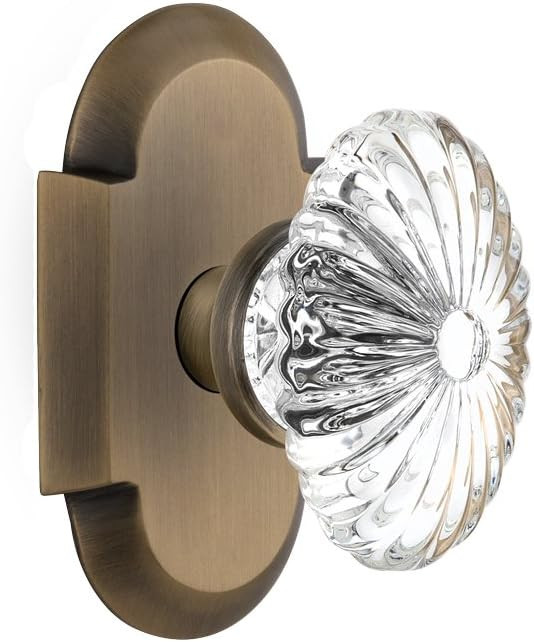 Nostalgic Warehouse Cottage Plate with Oval Fluted Crystal Glass Door Knob, Privacy - 2.375", Ant... | Amazon (US)