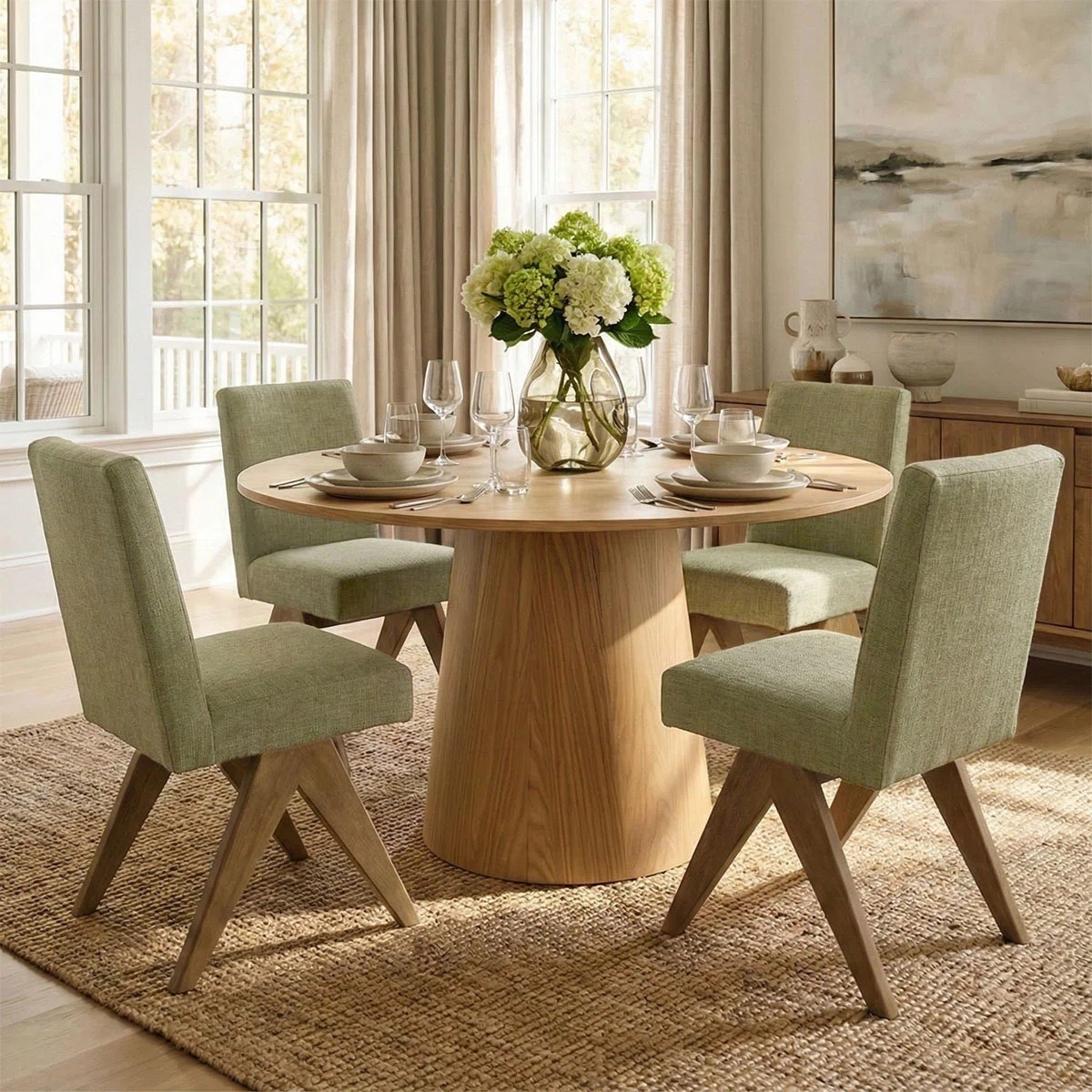 Cozy and polished, this dining table set was made to serve family inspired meals and warm conversations. The Gregg 4 - Person Dining Table Sets With 52'' Round Table & 4 Upholstered Solid Wood Chairs is ON SALE and under $1,800.

Keywords: Dining table, round dining table, dining table set, wood dining table set, glass dining table set, farmhouse dining table, plush dining chairs, living room refresh, home refresh 

#LTKfoodie #LTKstorytime #LTKootd