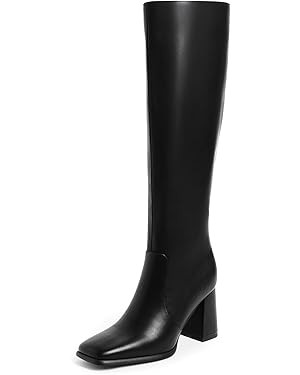 Modatope Knee High Boots Women Chunky Heel Square Toe Tall Boot for Women High Heel Side Zipper L... | Amazon (US)