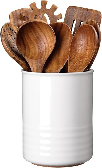 Utensil Holder, 6.7" Ceramic Kitchen Utensil Crock for Countertop Cooking, Modern Utensil Caddy J... | Amazon (US)