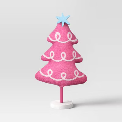 Fabric Christmas Tree Figurine with Blue Star - Wondershop™ Pink | Target
