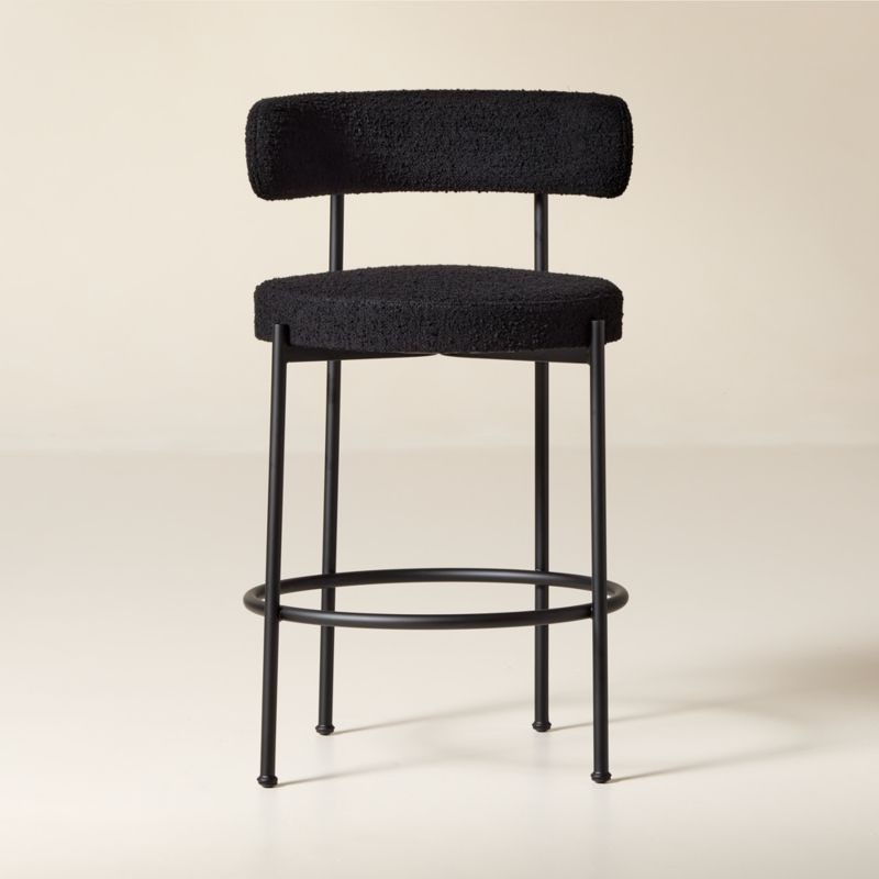 Inesse Black Boucle Counter Stool | CB2 | CB2