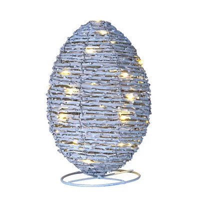 LED Blue Woven Rattan Egg, 10 in., Blue, 10H x 7 , Metal | Kirkland's Home | Kirklands