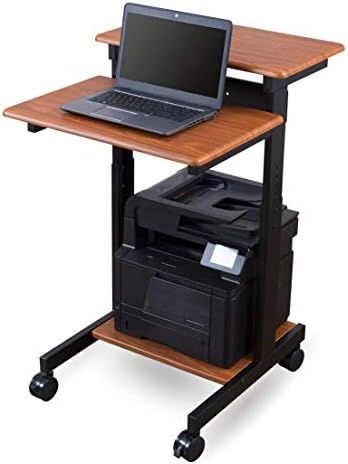 Mobile Ergonomic Stand up Desk Computer Workstation (24", Teak) | Amazon (US)