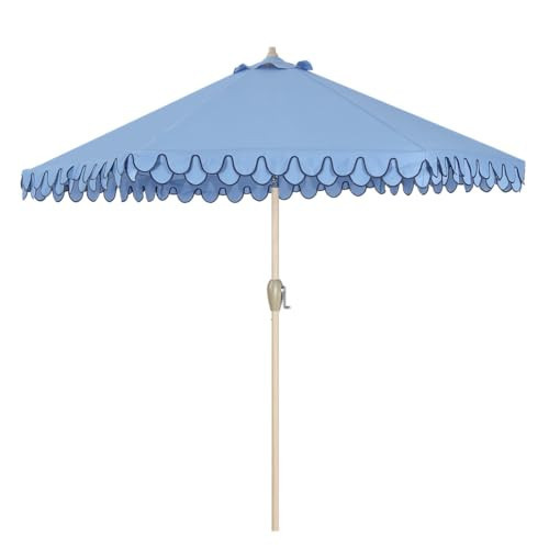Tempera 9ft Scalloped patio umbrella With Fringe，UV Protection Market Outdoor Umbrella, 6 Sturdy Ribs With Crank & Pust Button Tilt Fade Resistant Canopy | Amazon (US)