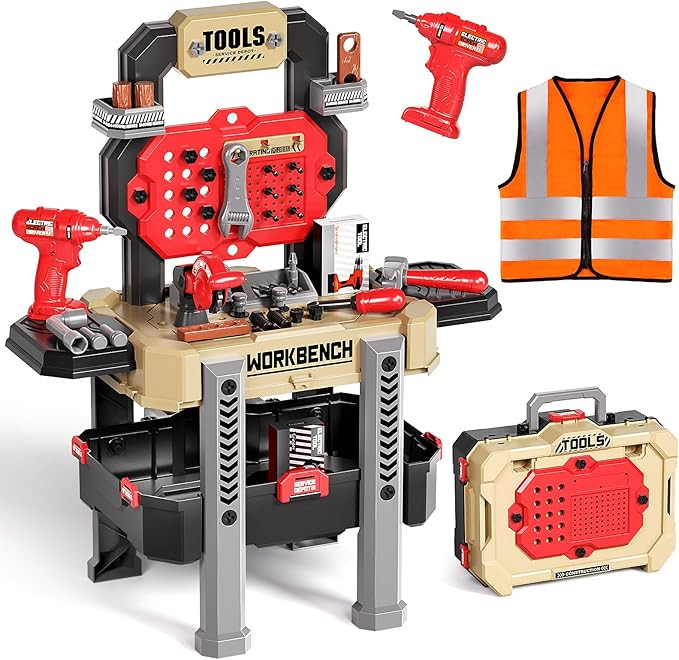 Deejoy Kids Toy Bench with Realistic Tools and Electric Drill, 79 Pcs Realistic Toy Tools with Cl... | Amazon (US)