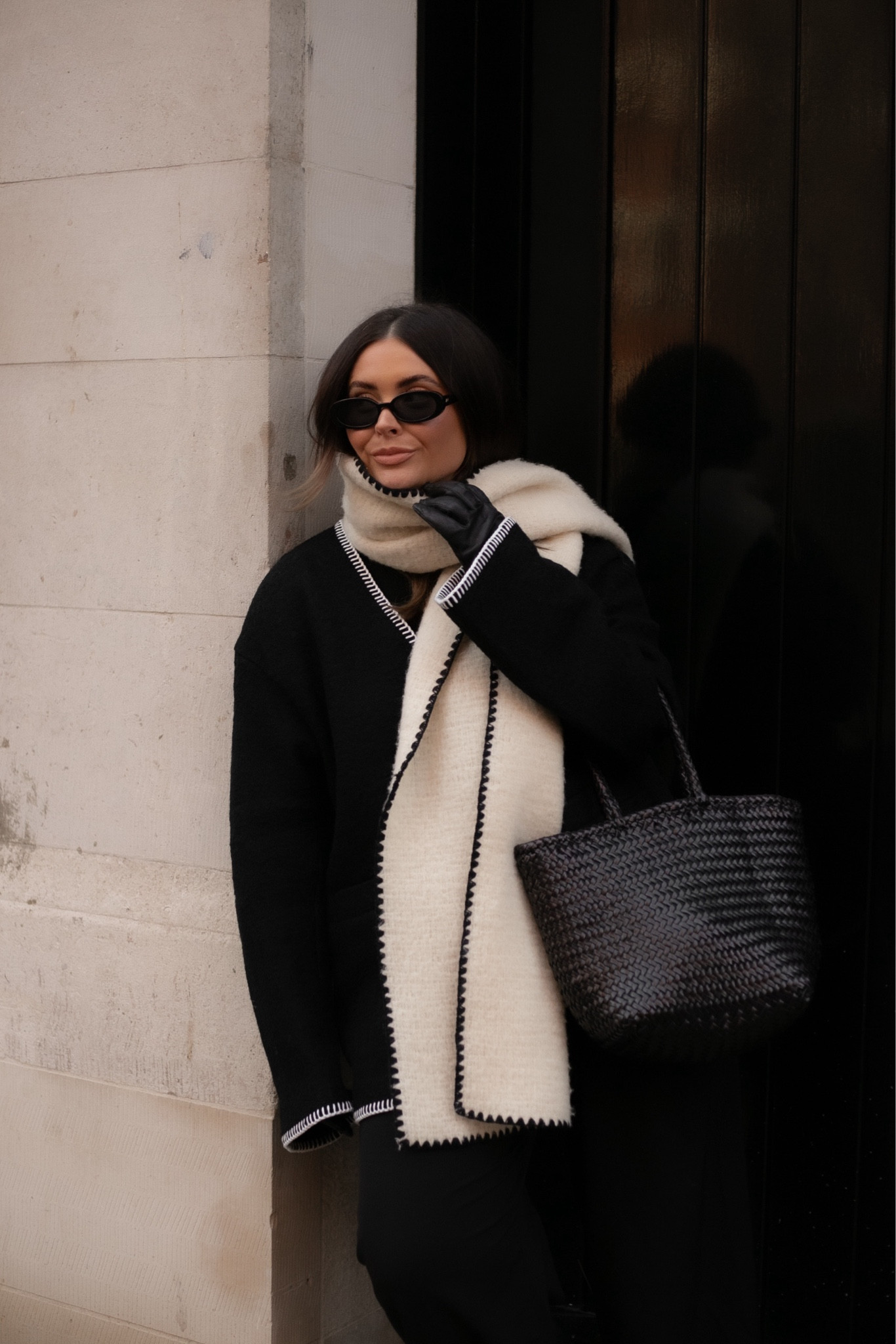 Arket, Cos, Flattered, Le specs, Mango, Dragon diffusion, Matches, Boohoo, Asos, 24s, transitional outfit, transitional style, winter outfit, winter fashion, wool jacket, blanket stitch coat, blanket stitch scarf, contrast stitch coat, woven leather tote, leather loafers, wide leg trousers, wool trousers, leather gloves, oval sunglasses, winter outfit ideas, style inspiration 

#LTKstyletip #LTKSeasonal #LTKeurope