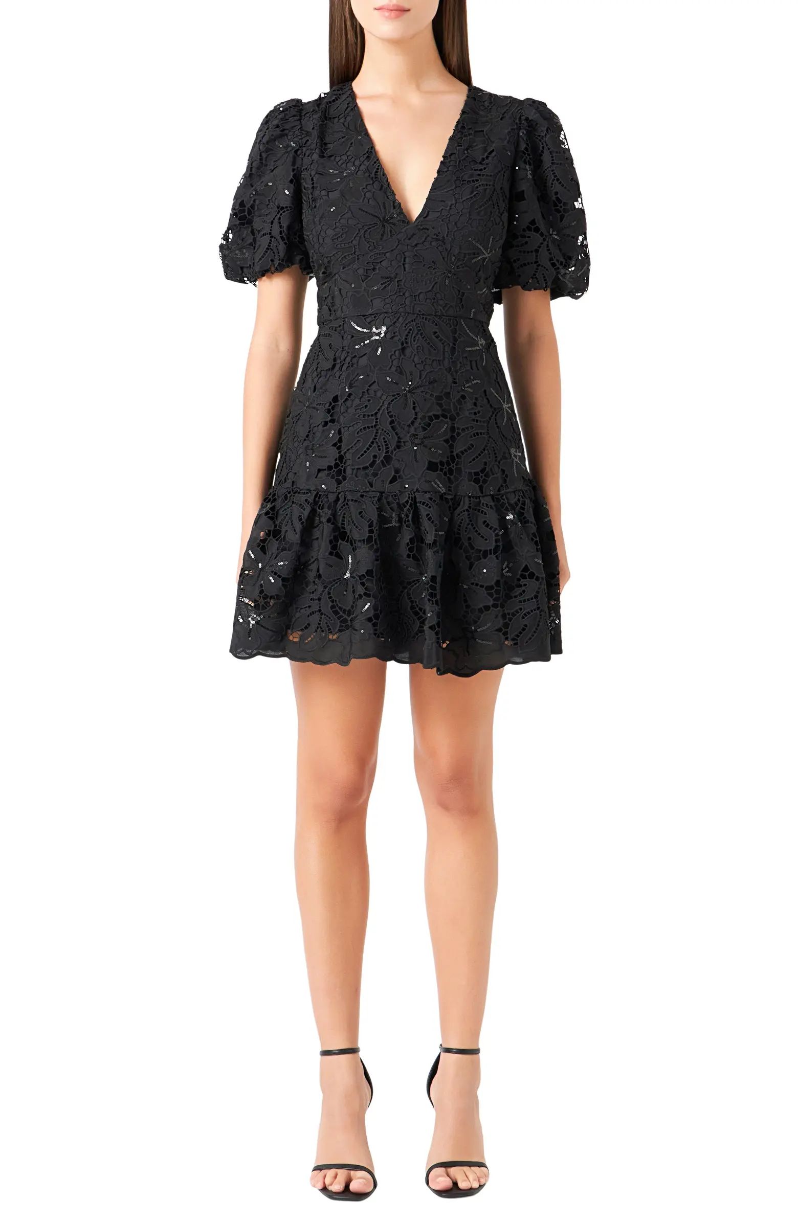 Sequin Lace Fit & Flare Minidress | Nordstrom