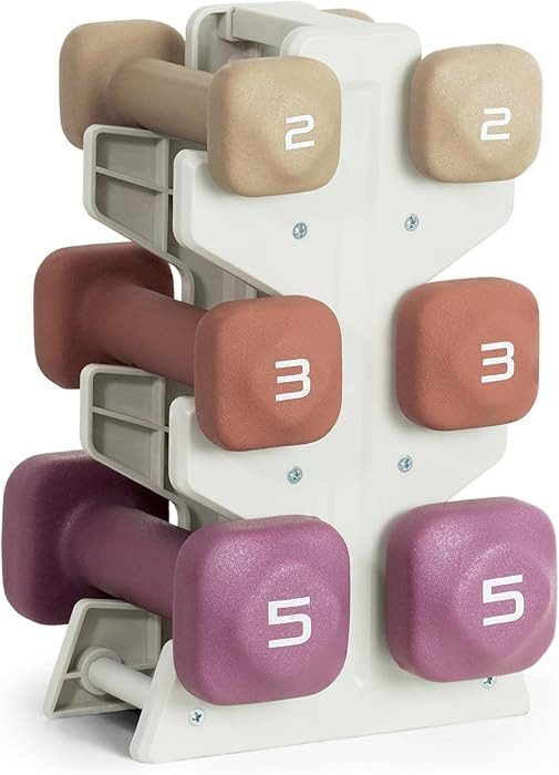 Tone Fitness Neoprene Dumbbell Set with Storage Rack – Non-Slip, Anti-Roll Hand Weights for Hom... | Amazon (US)