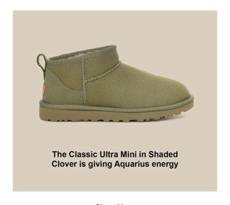 Just got mine and they’re so good! The shaded clover is so fun. Loving it with jeans sweats or leggings 

Ugg boots | Ugg ultra mini | shaded clover | green boots | winter boots | Australia 

#LTKMostLoved #LTKGiftGuide #LTKSeasonal