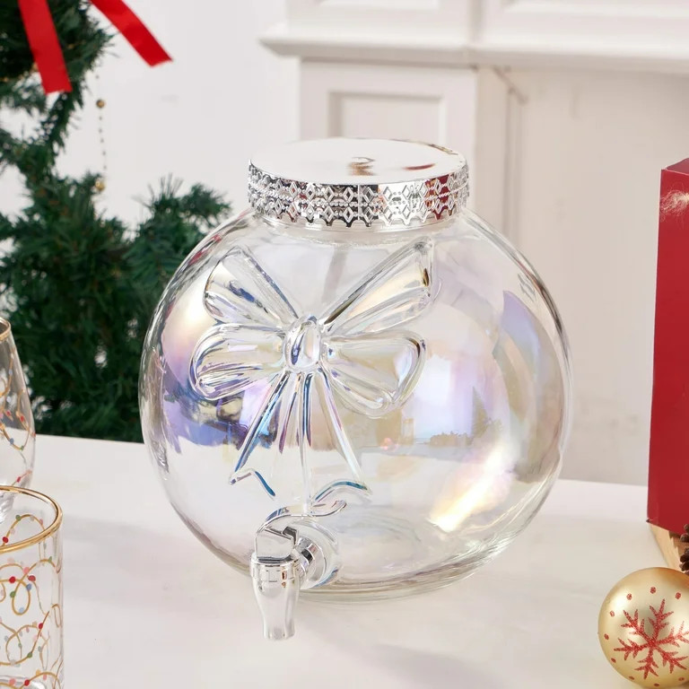 Holiday Time Glass 1.5 Gallon Ornament Dispenser Clear Iridescent | Walmart (US)