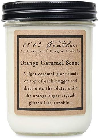 1803 Candles - 14 oz. Jar Soy Candles - (Orange Caramel Scone) | Amazon (US)