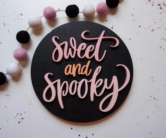 Sweet and Spooky | Halloween Decor | Hey Boo | Pink Halloween | Halloween Bookshelf | Halloween K... | Etsy (US)