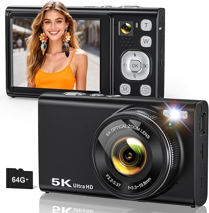 5K Digital Camera for Photography with 6X Optical Zoom, Autofocus 96MP Vlogging Camera for YouTub... | Amazon (US)