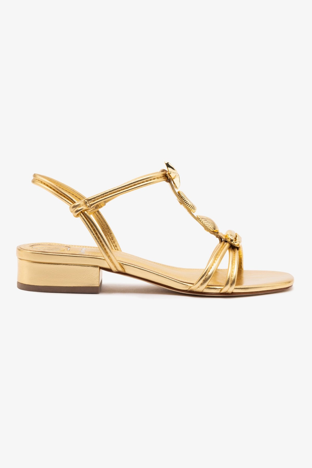 Shelly Flat Sandal In Gold Metallic Leather | Larroude