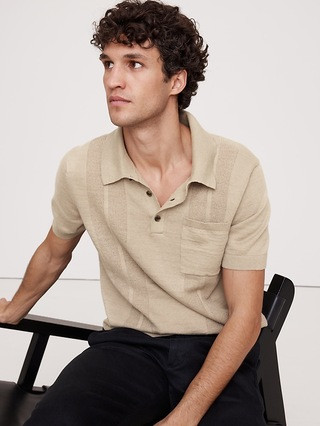 Linen-Cotton Ribbed Sweater Polo | Banana Republic (US)