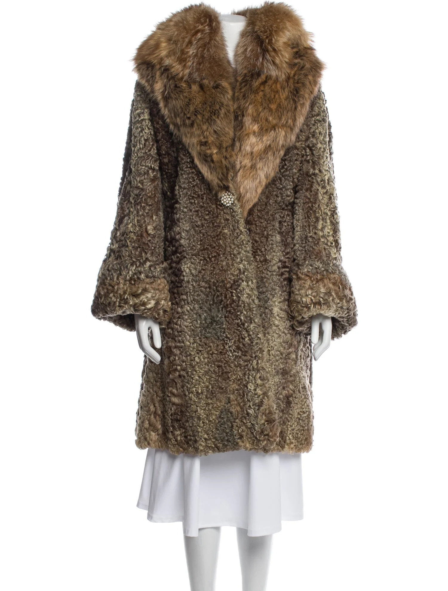 Fur Tweed Pattern Fur Coat | The RealReal