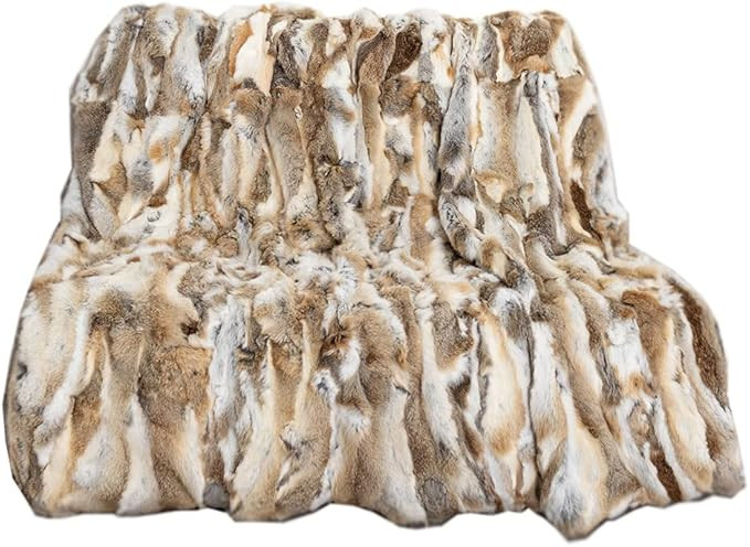 Soft Real Rabbit Fur Throw Blanket Rug Patchwork Skin Fur Rug Leather Pelt Home Kitchen Bed Throw... | Amazon (US)