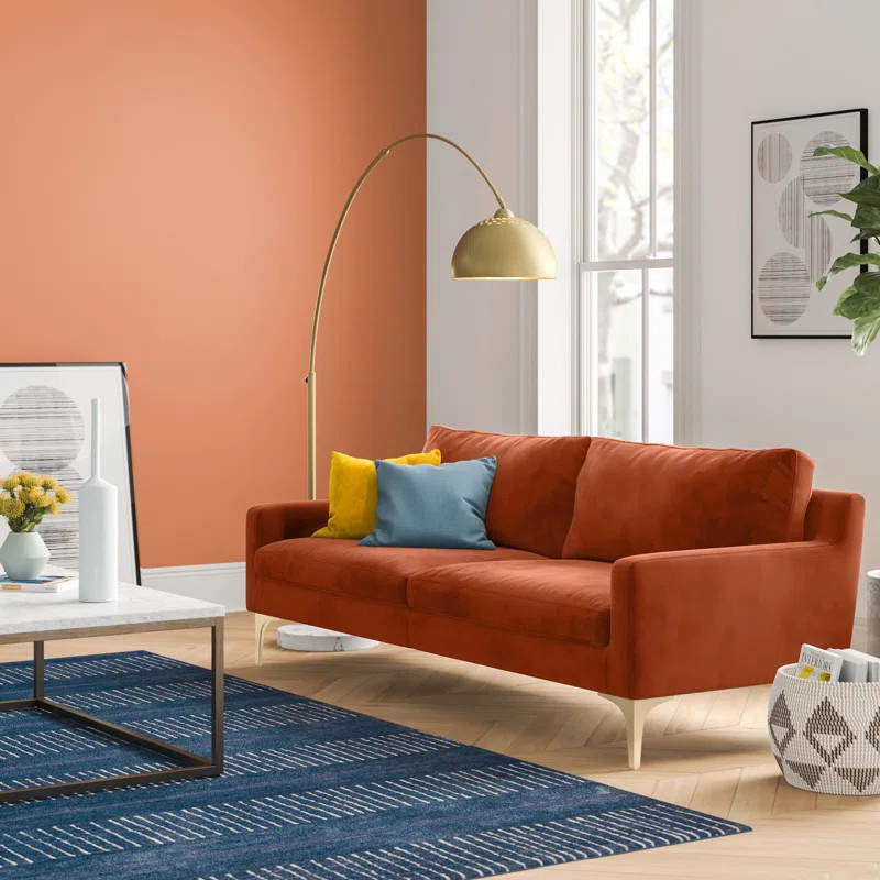 Vincent Velvet 85.82" Square Arm Sofa | Wayfair North America