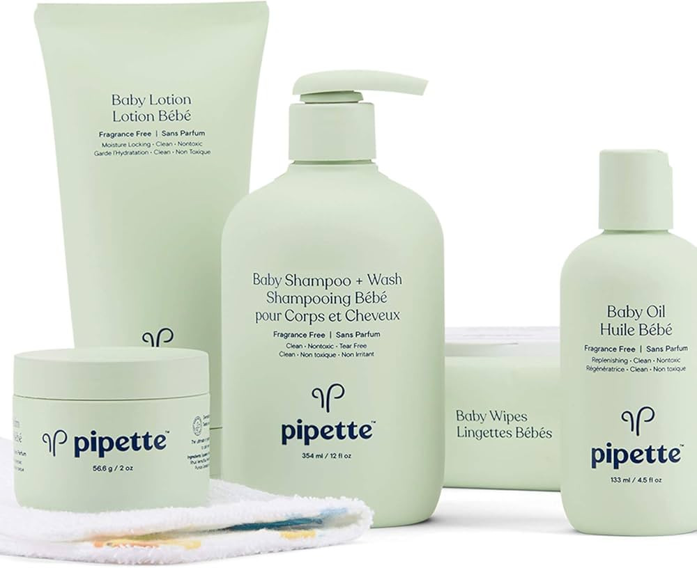 Pipette Baby Essentials Baby Wash and Moisturize Kit with Renewable Plant-Derived Squalane (6-Pie... | Amazon (US)