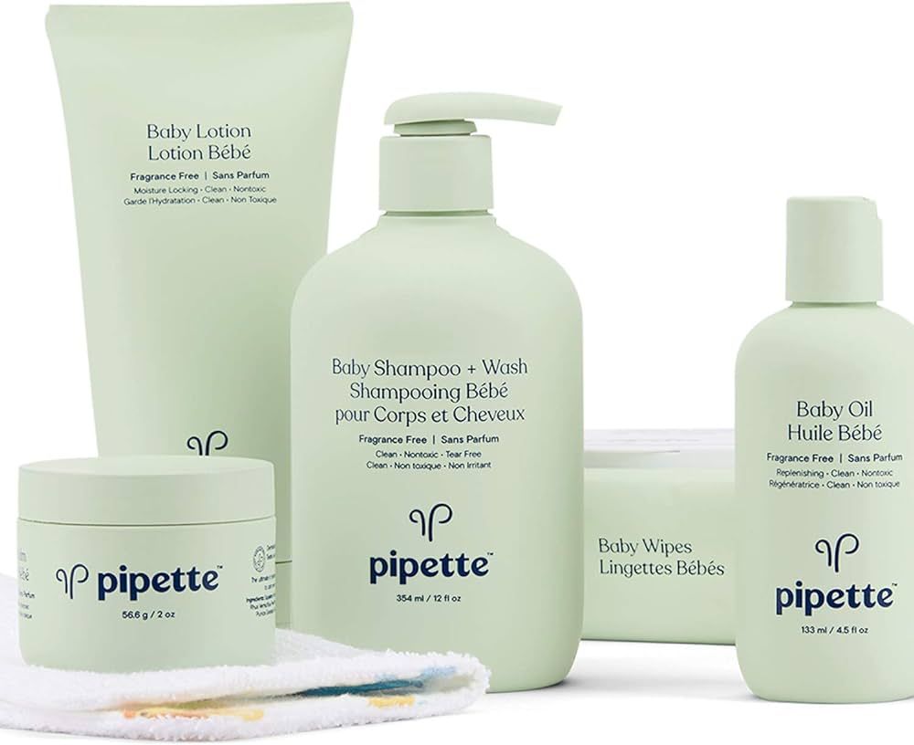 Pipette Baby Essentials Baby Wash and Moisturize Kit with Renewable Plant-Derived Squalane (6-Pie... | Amazon (US)