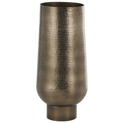 Deco 79 Aluminum Metal Geometric Decorative Vase Textured Wide Floor Centerpiece Vase with Elevated Base, Flower Vase for Home Decoration 11" x 10" x 24", Brass | Amazon (US)
