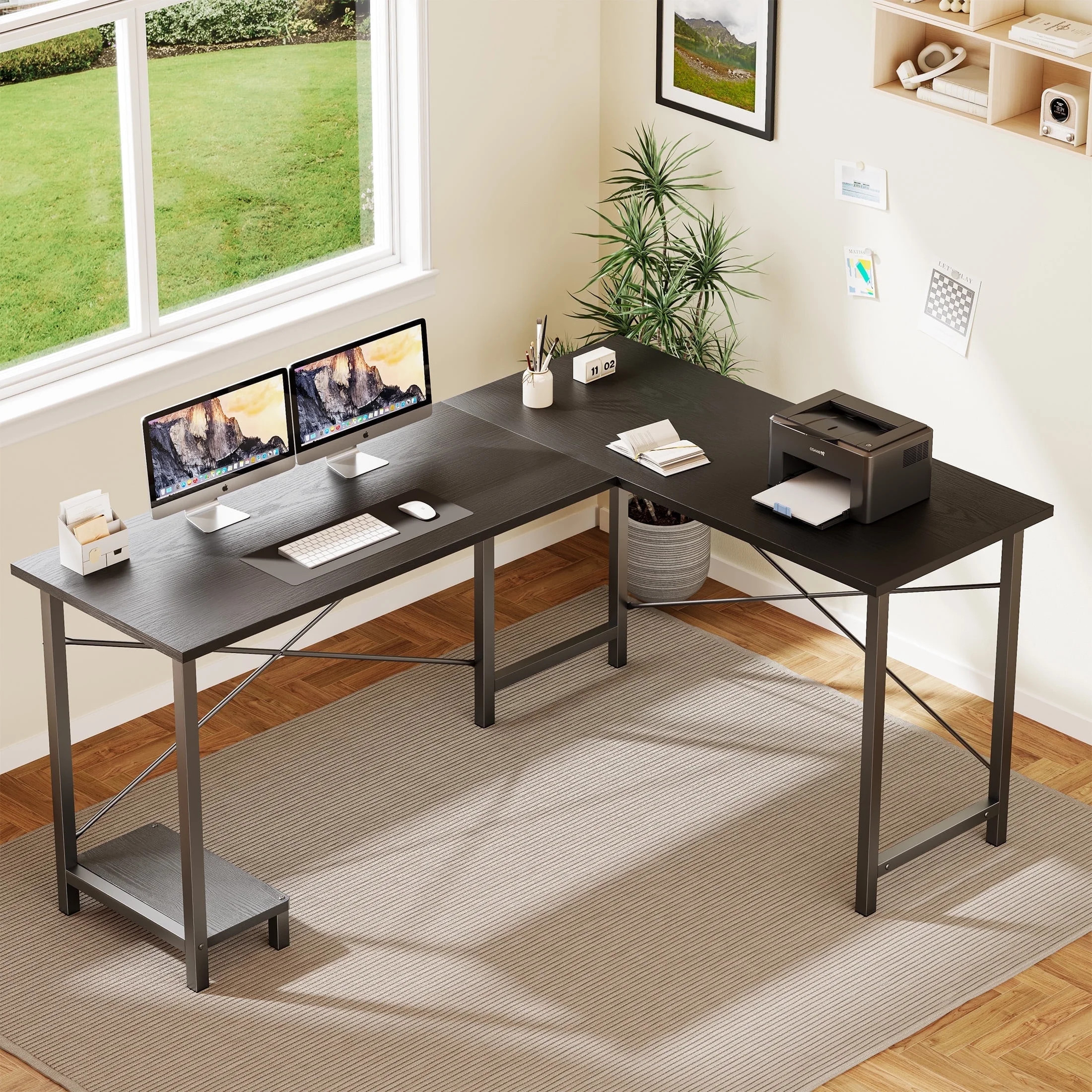 edx 49 Inch L Shaped Desk - Computer Desk Corner Desks Gaming Desk PC Table with CPU Stand for Ho... | Walmart (US)