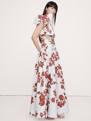 Stretch-Cotton Poplin One-Shoulder Drop-Waist Maxi Dress | Banana Republic (US)