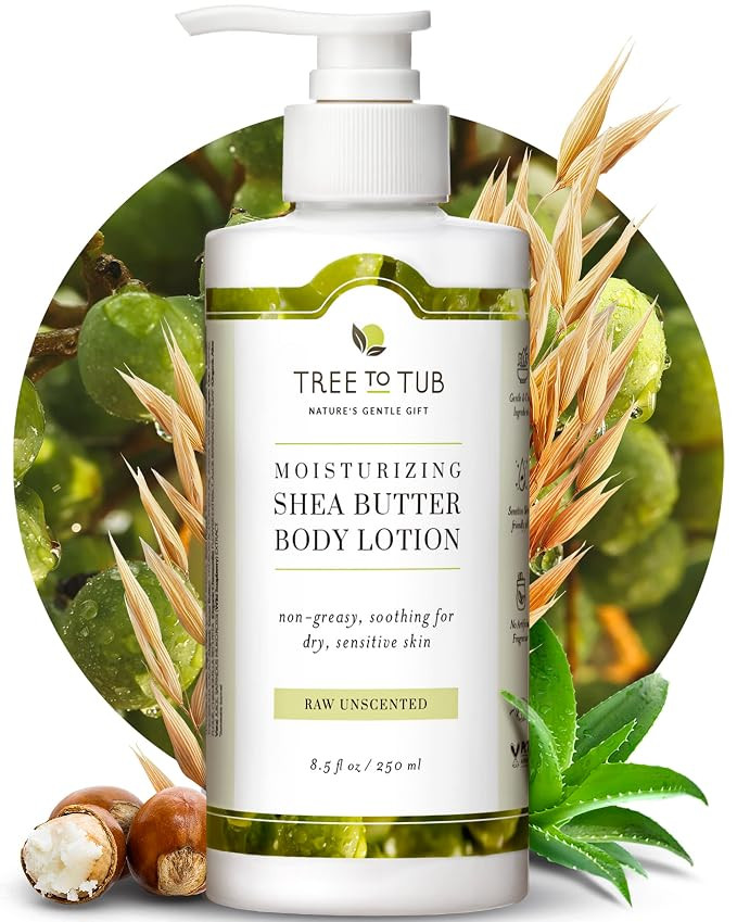 Tree To Tub Unscented Shea Butter Body Lotion for Dry Skin - Fragrance Free Sensitive Skin Lotion... | Amazon (US)